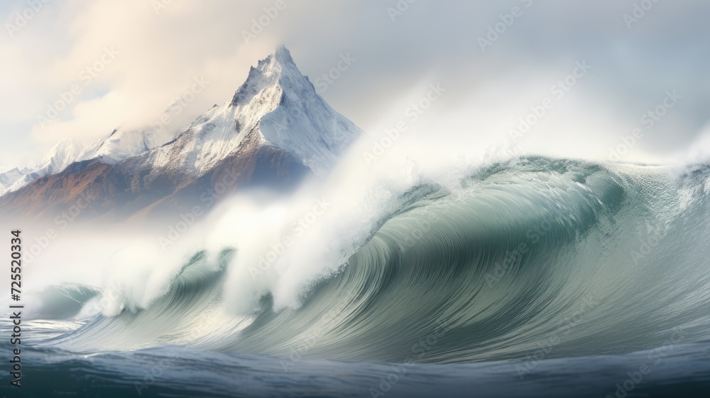 Huge wave breaking with a lot of spray and splash Huge wave breaking with a lot of spray and splash