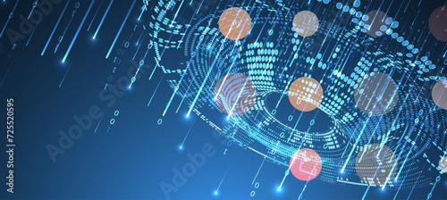 Big Data. Abstract digital futuristic wireframe vector illustration on technology background. Data mining and management concept. Hand drawn art.