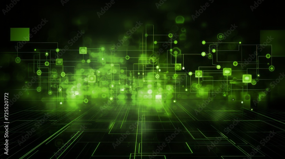 Vibrant abstract green tech background with interconnected elements – high-tech digital design concept for creative projects