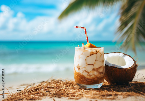 Summer Drink On Wooden Table with Cocktails With Blue Sky