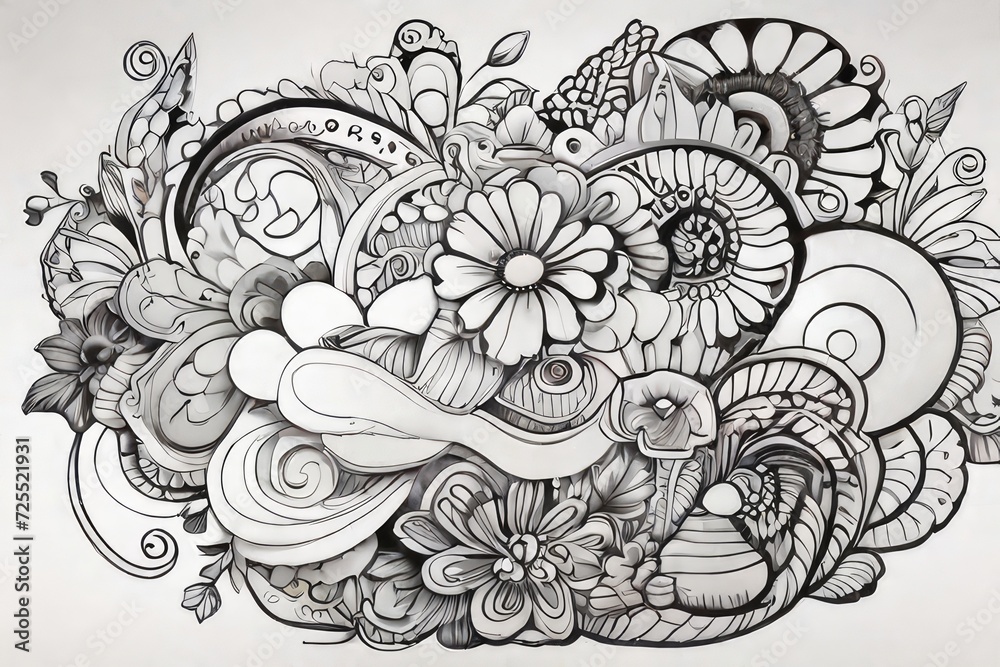 abstract floral lineart drawing illustration abstract floral lineart drawing illustration