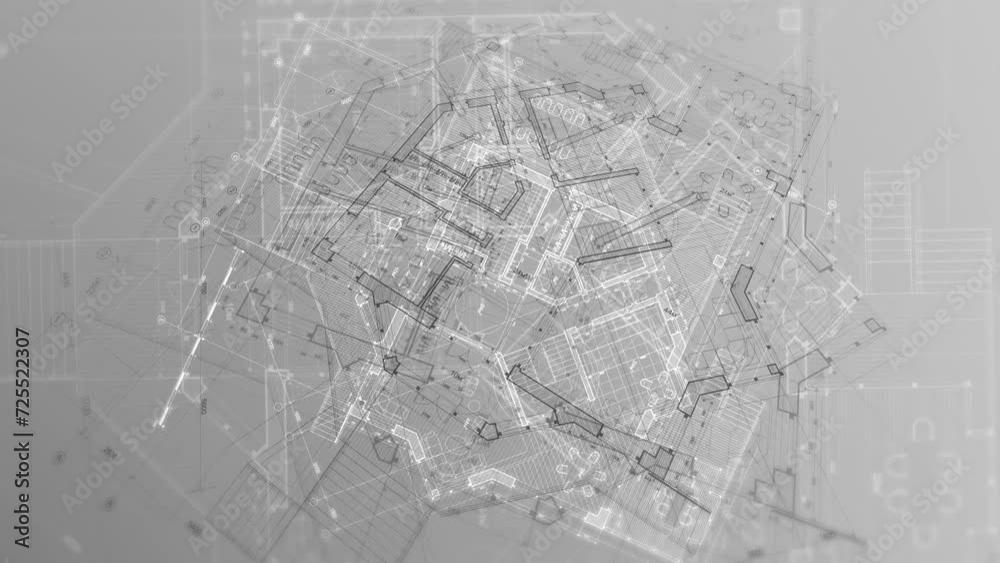 Architecture design: blueprint plan - illustration of a plan modern residential building / technology, industry, business concept illustration: real estate, building, construction, architecture