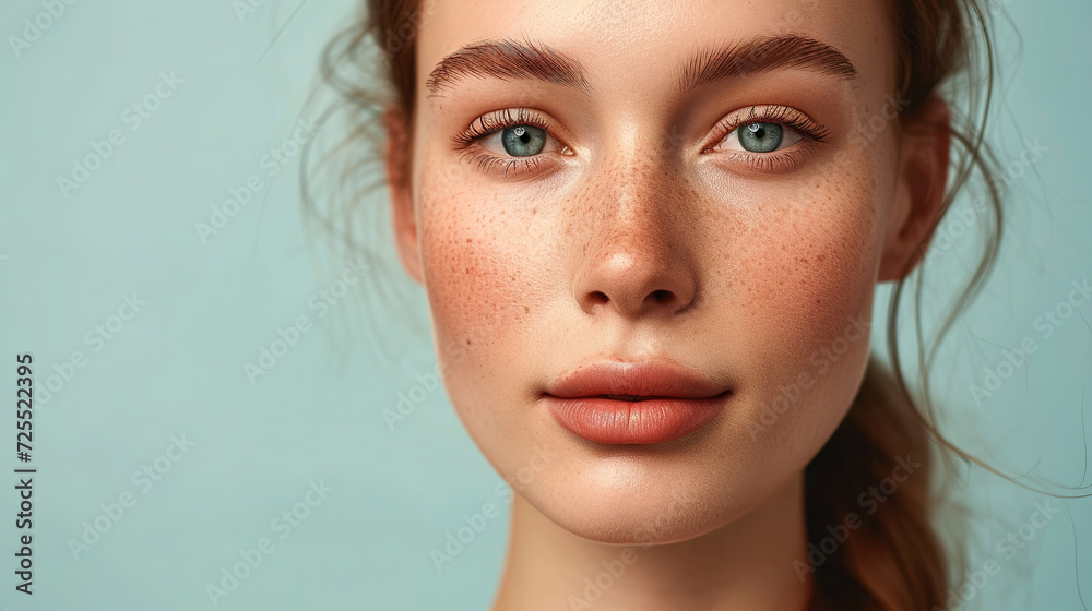 Studio shot of Beautiful Scandinavian woman with clean fresh skin on pink background, Face care, Facial treatment, Cosmetology, beauty and spa. Studio shot of Beautiful Scandinavian woman with clean fresh skin on pink background, Face care, Facial treatment, Cosmetology, beauty and spa.