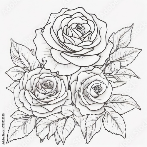 Wallpaper Mural roses line art drawing Torontodigital.ca