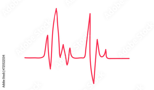 Red heartbeat line icons on white background. Pulse Rate Monitor. Vector illustration.