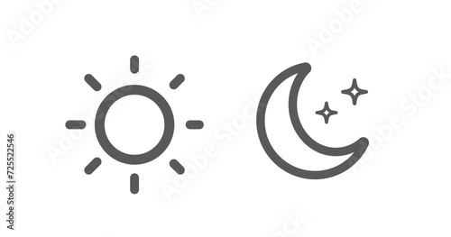 Sun and moon icon isolated on white background. day and night icon set. Vector illustration. photo