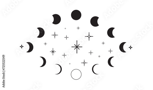 Moon phases icon on white background. night icon set. Vector Illustration