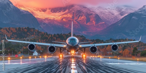 Large Jetliner Parked on Top of Airport Runway © PixelPaletteArt