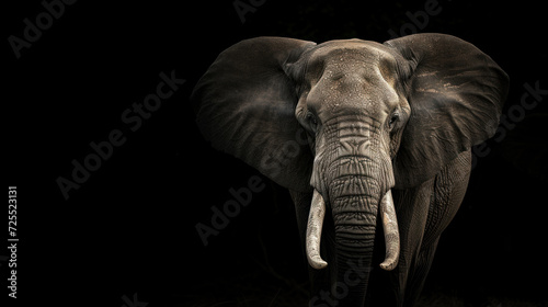 Portrait of an elephant on dark background