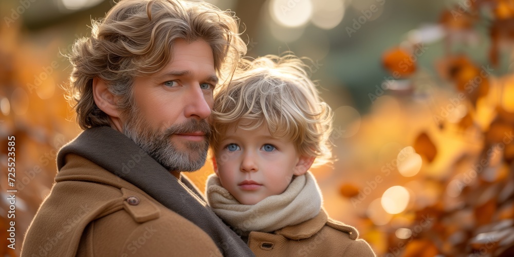 Bearded Man Playing With Little Boy Outdoors Bearded Man Playing With Little Boy Outdoors