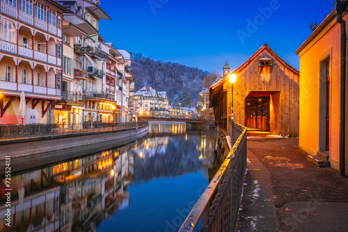 Town of Thun and Aare river evening view
