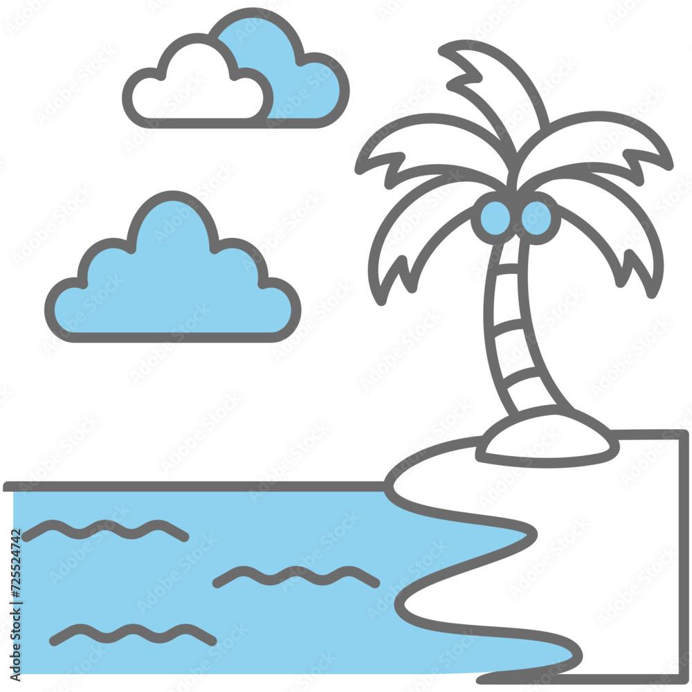 Beach icon vector on trendy design