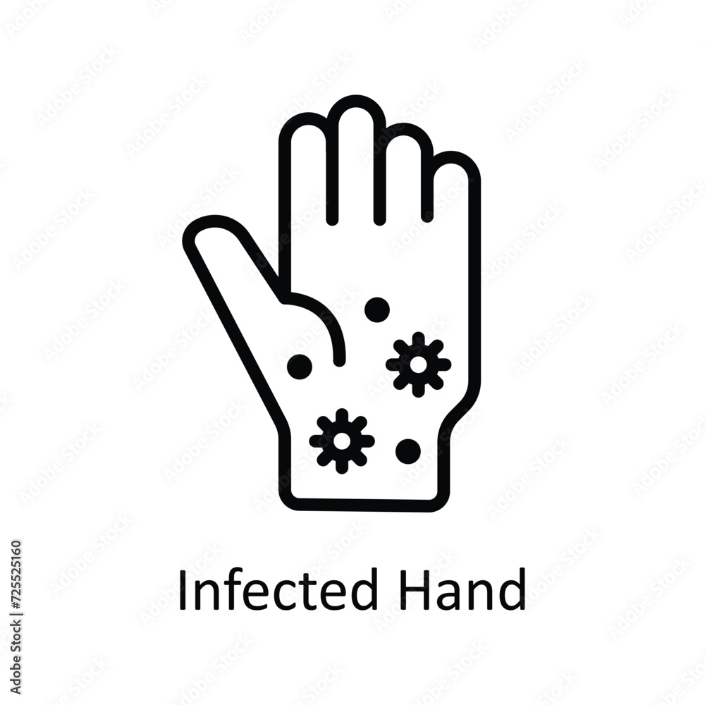 Fototapeta premium Infected Hand vector outline icon style illustration. EPS 10 File