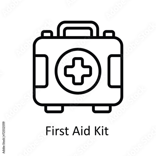 First Aid Kit  vector outline icon style illustration. EPS 10 File