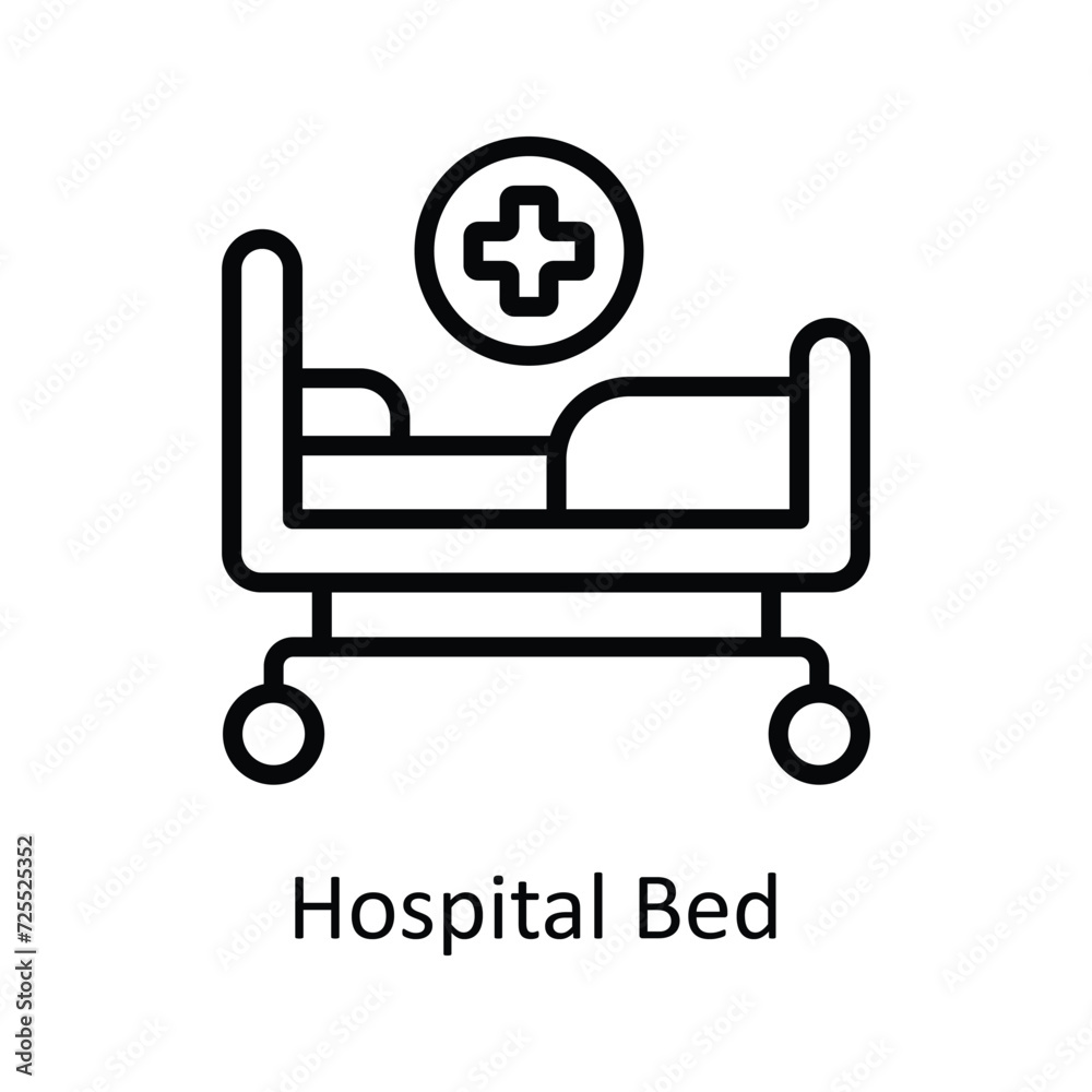 Hospital Bed vector outline icon style illustration. EPS 10 File Hospital Bed vector outline icon style illustration. EPS 10 File