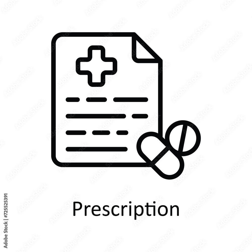 Prescription vector outline icon style illustration. EPS 10 File Prescription vector outline icon style illustration. EPS 10 File