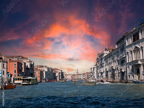 View of the old town of Venice, Italy with Canal Grande