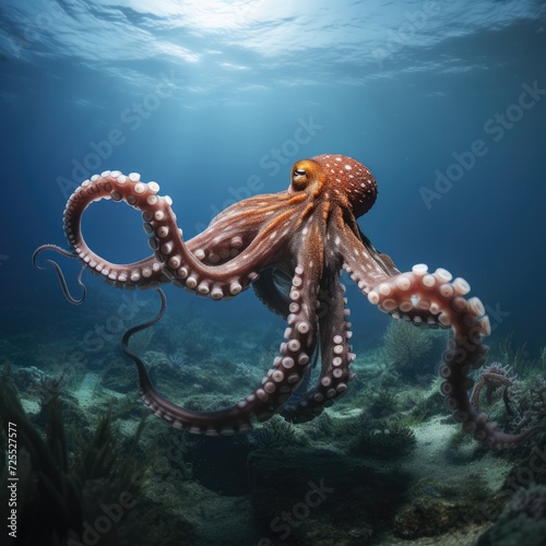octopus in the blue ocean. © Kanzul