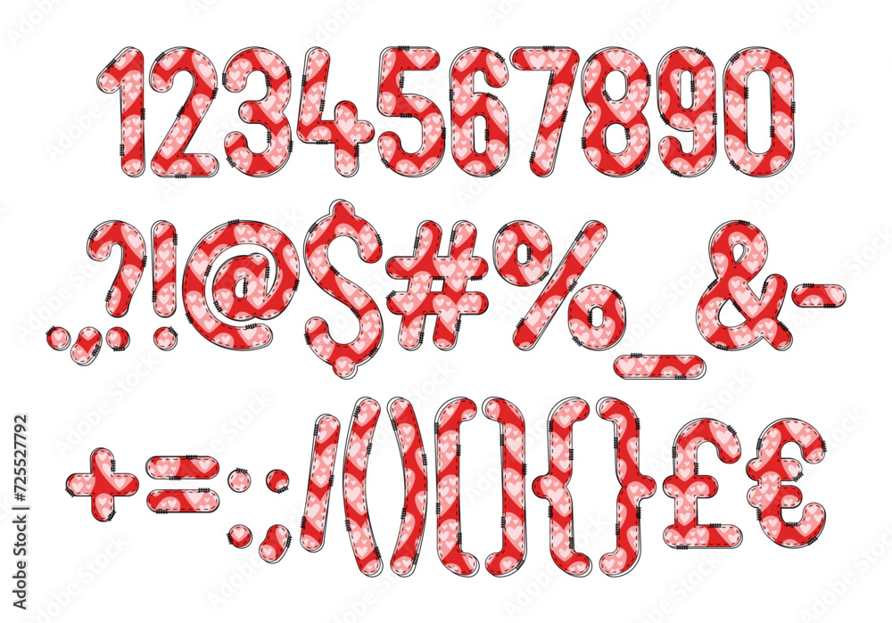 Versatile Collection of Pink Heart Numbers and Punctuation for Various Uses Versatile Collection of Pink Heart Numbers and Punctuation for Various Uses