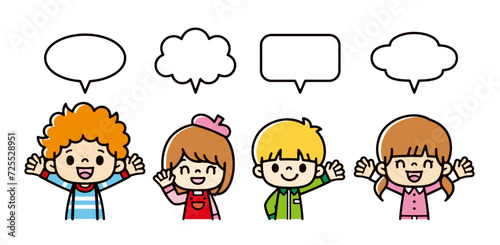 Clip art of children commenting cheerfully