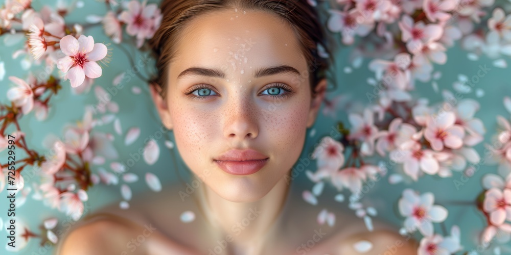 Woman With Blue Eyes Laying in Water