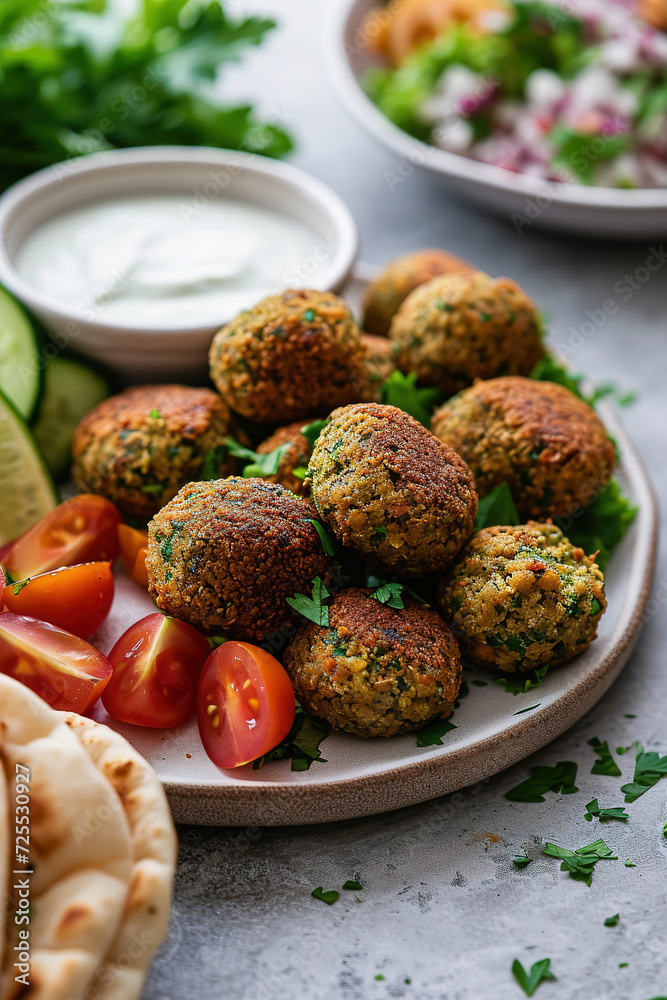 falafel or meatballs , with empty copy space, food advertising, professional food photography falafel or meatballs , with empty copy space, food advertising, professional food photography
