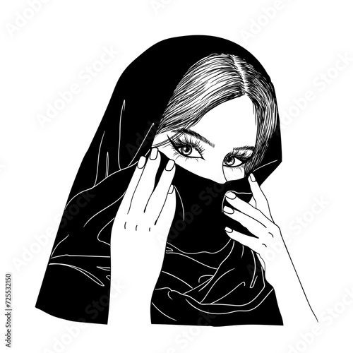 Vector illustration of an Arab girl in traditional clothes