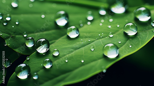 Capturing waterdrops on leaves HD 8K wallpaper,, Large beautiful drops of transparent rain water on a green leaf macro.
