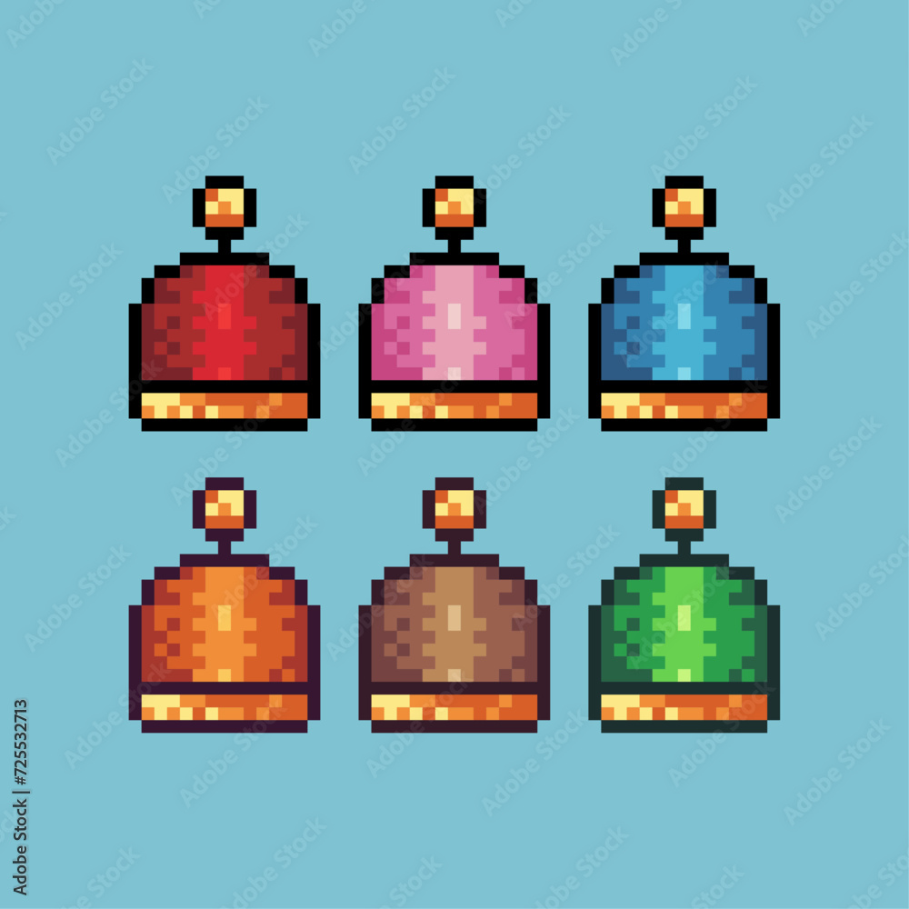 Vecteur Stock Pixel art sets icon of lunar chinese hat variation color