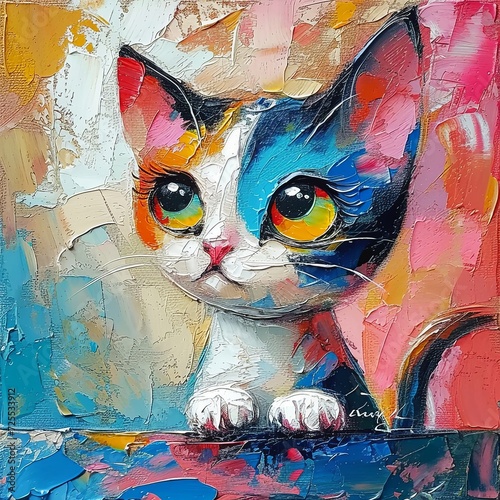 Generative AI image of cute cat , oil painting, abstract © TimelessTales