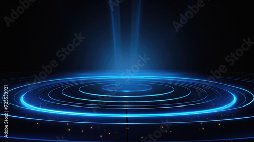 , abstract background, neon light, round stage with rays