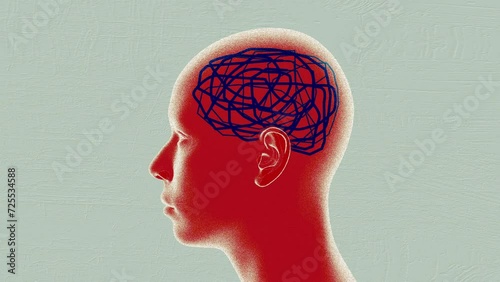 Anxious brain activity and busy environment, conceptual animation loop.