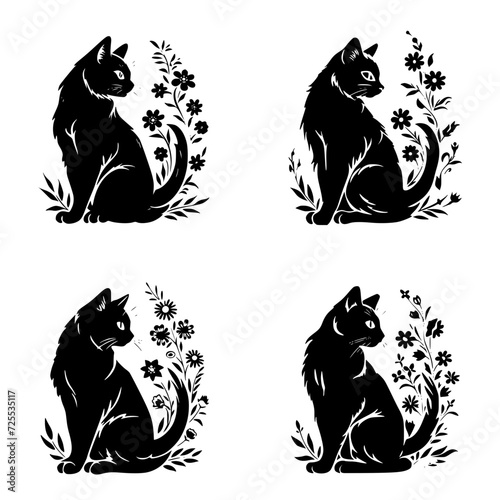 cat svg, cat floral svg, car lover svg, animal svg bundle, domestic pet svg, cat mom svg, cat bundle svg, cat mama svg, cat printable svg, flower svg, plant svg, floral svg, silhouette cat, cat, anima