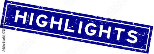 Grunge blue highlights word square rubber seal stamp on white background