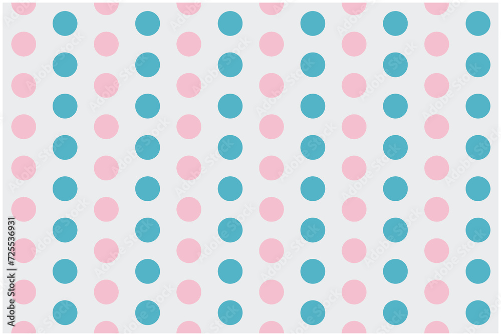 seamless polka dots pattern pink and blue on white background