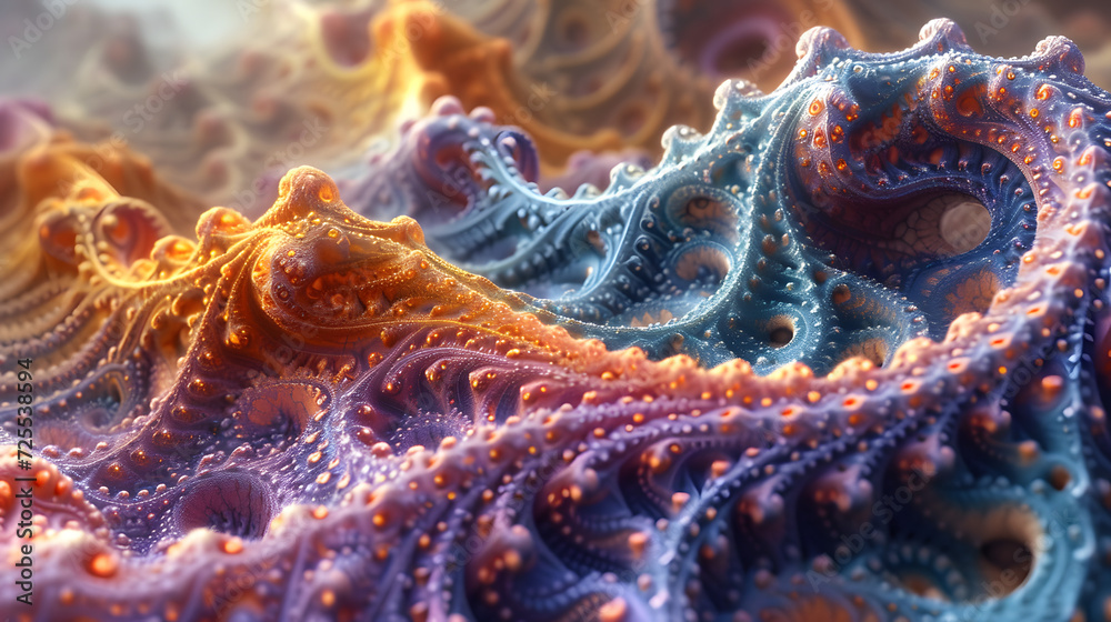 Close-up of a Vibrant Pattern on a Surface Fractal