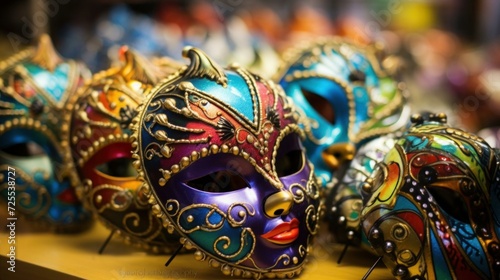 carnival masks on display in a souvenir shop © Kumblack