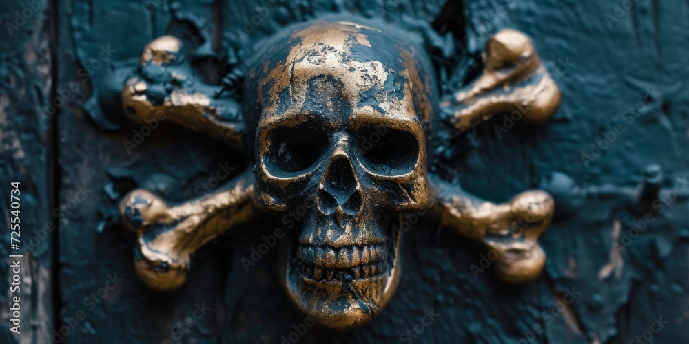 Iconic Representation Of Piracy The Eerie Skull And Crossbones. Сoncept Pirate Ships And Treasure, Legendary Buccaneers, Swashbuckling Adventures, Hidden Treasures, Jolly Roger Flag Iconic Representation Of Piracy The Eerie Skull And Crossbones. Сoncept Pirate Ships And Treasure, Legendary Buccaneers, Swashbuckling Adventures, Hidden Treasures, Jolly Roger Flag