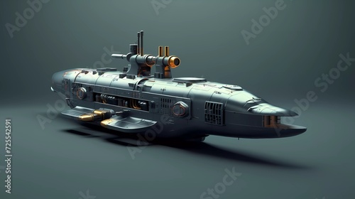 3d illustration of a submarine isolated on a minimalist background. generative ai