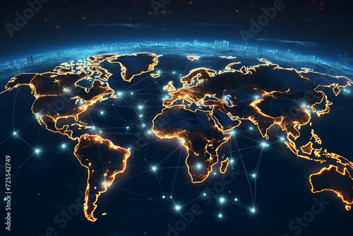 Global network and datas exchanges over the planet Earth. 3D rendering
