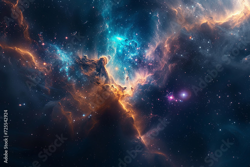 Deep space, outer space, Interstellar Glow: Majestic Nebula Panorama 