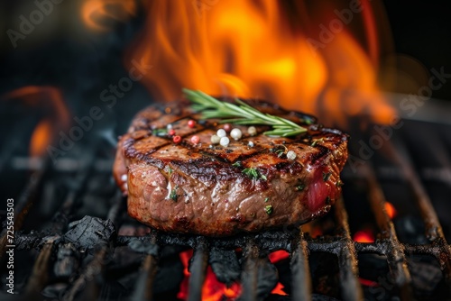 Juicy, Premium Beef Steak Sizzling On Charcoal Grill, Ready To Devour. Сoncept Fine Dining Experience, Gourmet Cuisine, Succulent Seafood, Decadent Desserts
