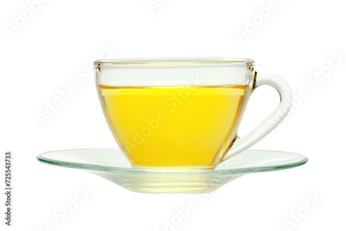 Transparent cup of tea isolated