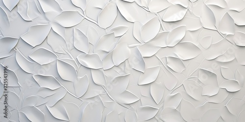 White geometric leaves 3d tiles texture Background banner panorama, Generative AI  © Color Chronicles