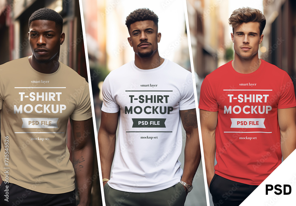 Tshirt mockup set, ai generated models Stock Template Adobe Stock