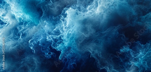 Waves of indigo and aqua smoke weaving a spellbinding tapestry in the void.