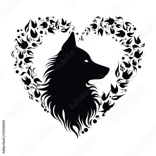 wolf head silhouette in heart  valentine greeting card st valentines saint valentines vector illustration