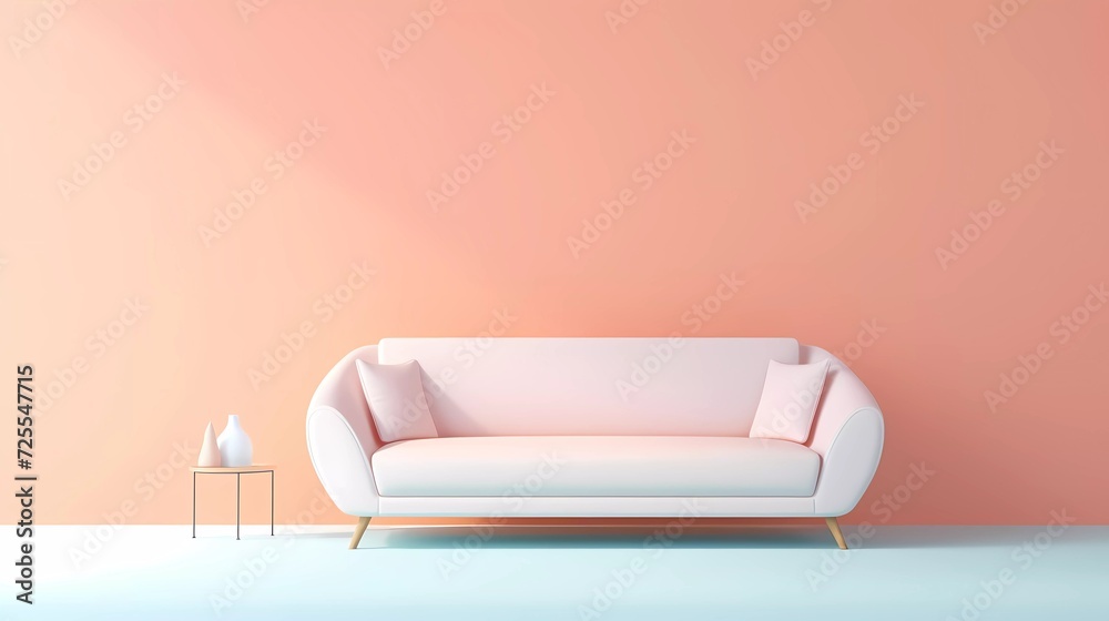 3d illustration of a light colored sofa isolated on a minimalist background. generative ai 3d illustration of a light colored sofa isolated on a minimalist background. generative ai