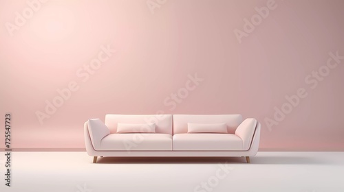3d illustration of a light colored sofa isolated on a minimalist background. generative ai