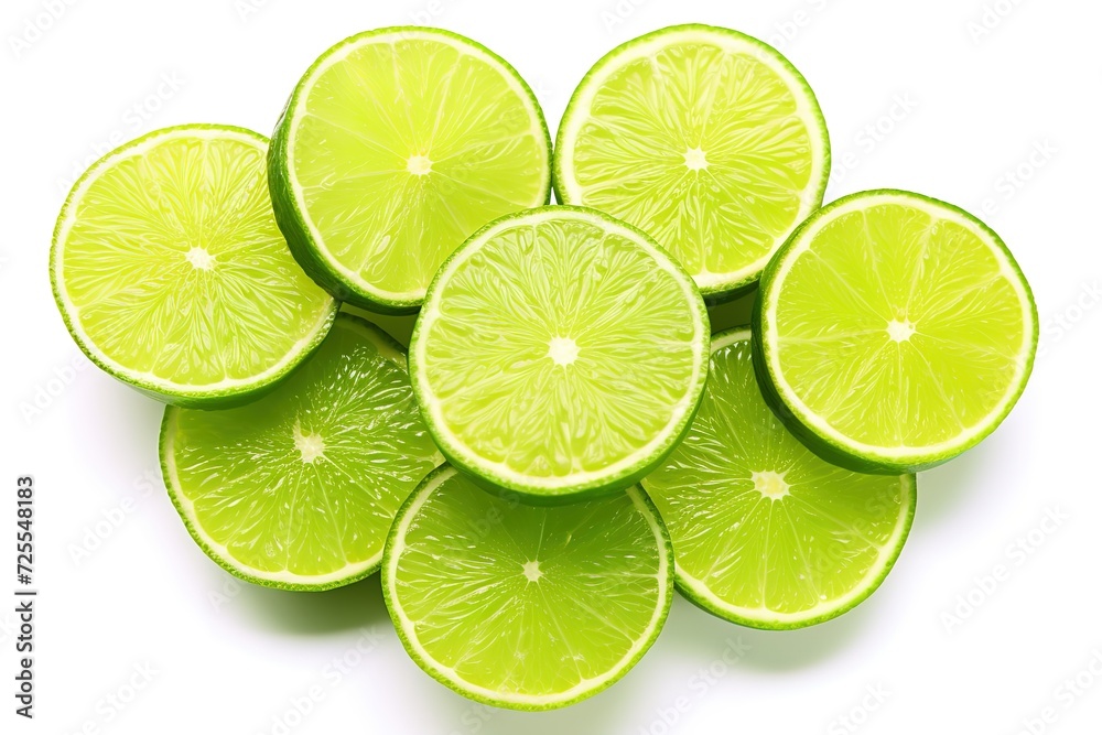 lime with a cut into the middle, isolated on white background